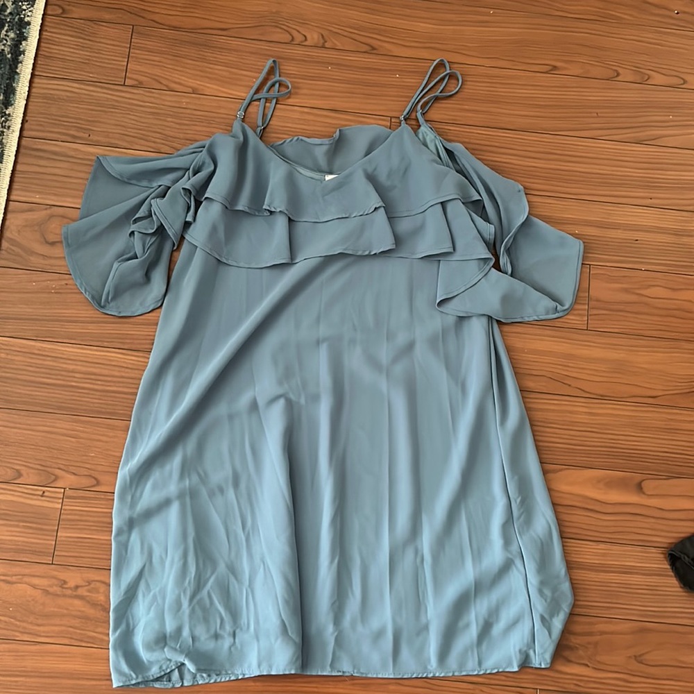 Blue Ruffle Sleeve mini dress